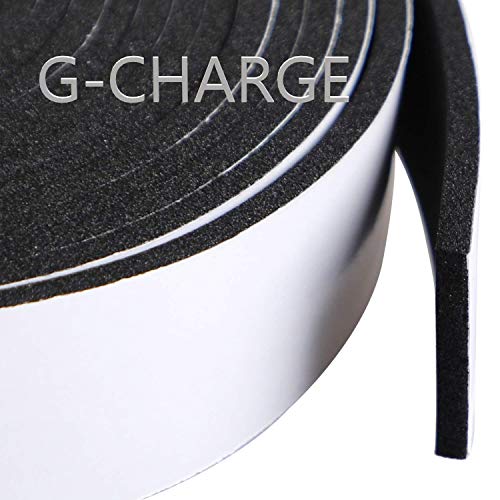 G-Charge Single Side High Density Self Adhesive Foam Seal Tape, Weather Stripping Doors and Window Insulation Soundproofing (24mm x 6mm x 5 Meter, Black) - Image 1