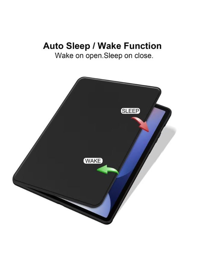 for Samsung Galaxy Tab S9 FE PLUS/S9 PLUS/S10 PLUS Case Cover, Tablet Protective Case With Pen Slot, Acrylic 360 ° Rotating Design, Automatic Wake-up/sleep, Soft Leather, Black  - Image 3