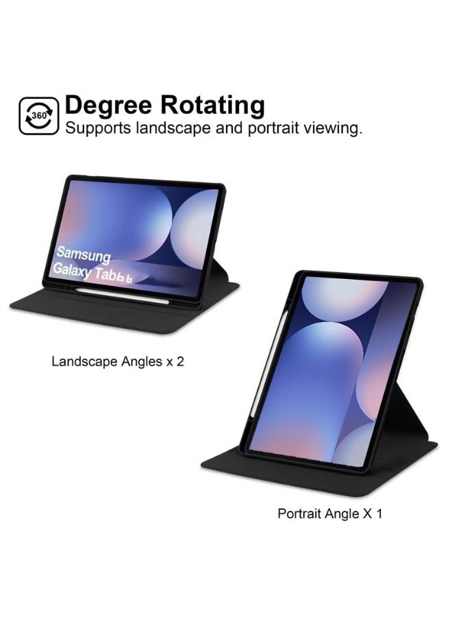 for Samsung Galaxy Tab S9 FE PLUS/S9 PLUS/S10 PLUS Case Cover, Tablet Protective Case With Pen Slot, Acrylic 360 ° Rotating Design, Automatic Wake-up/sleep, Soft Leather, Black  - Image 4