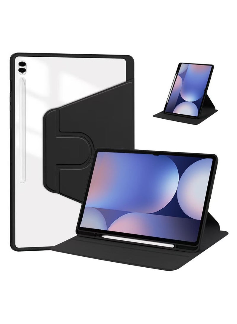 for Samsung Galaxy Tab S9 FE PLUS/S9 PLUS/S10 PLUS Case Cover, Tablet Protective Case  , Acrylic 360 ° Rotating Design, Automatic Wake-up/sleep, Soft Leather, Black - Image 1