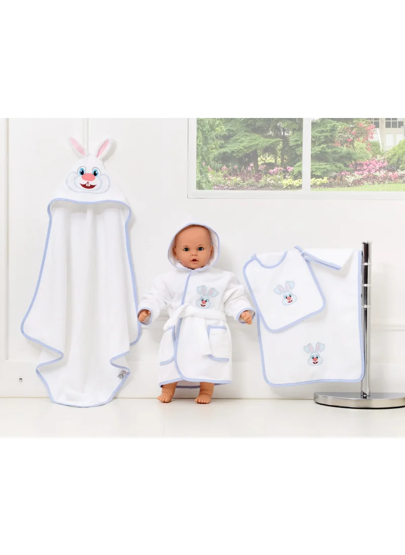 Airycot Baby Bathrobe Set Blue Rabbit (5 Piece Baby Set)