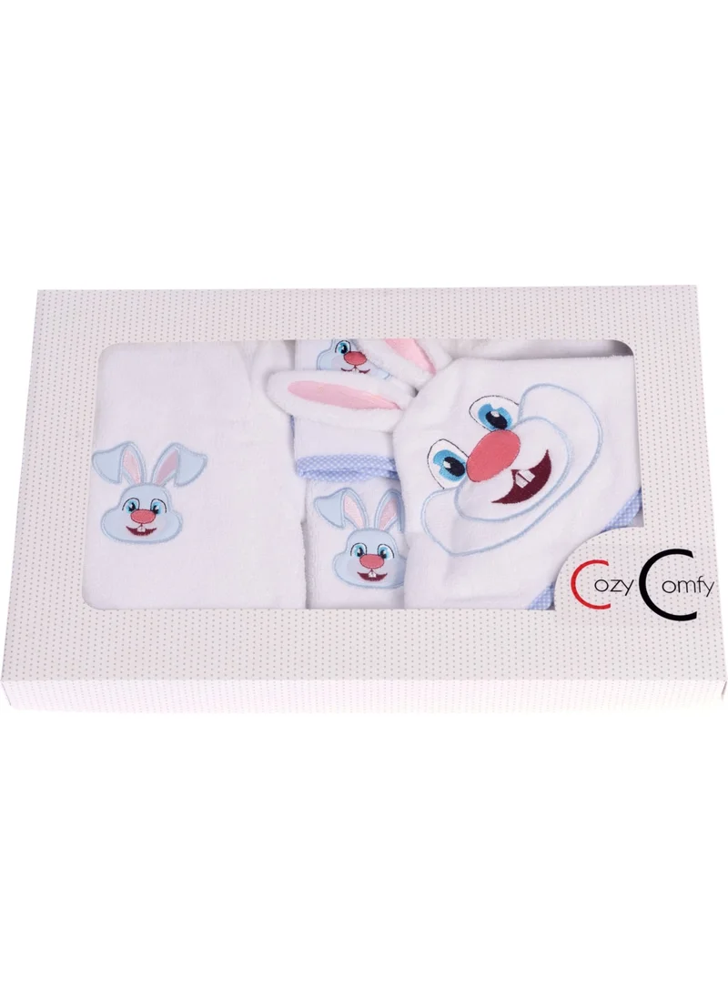 ايركوت Baby Bathrobe Set Blue Rabbit (5 Piece Baby Set)