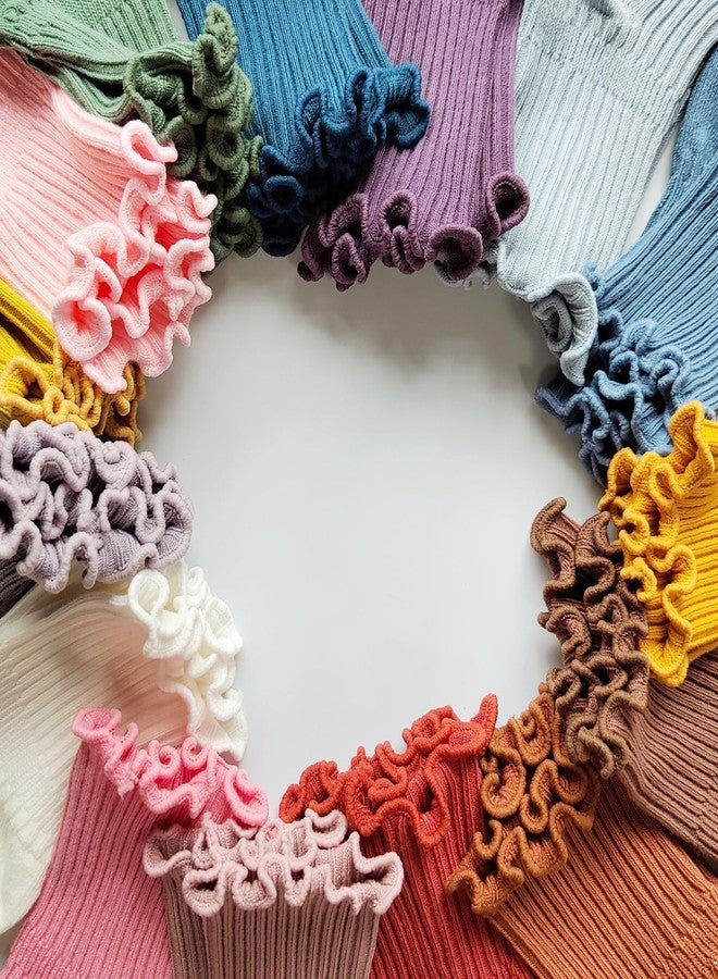 MINI PANDA Baby Non-Slip Crew Socks with Frilly Ruffled for Infants Toddlers Little Kids Little Girls 8 Pairs - Image 5