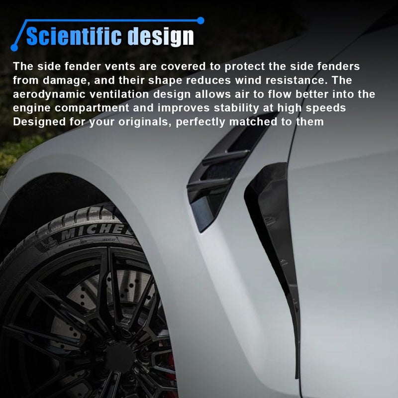 LHDOS 2PCS Car Fenders Side Vents Sticker, TPU Waterproof Car Spoiler Kit, Air Flow Intake Hole Grille Protection Cover, Universal Side Vents Decorative Accessories for Most Cars (Black) All usage compatible - Image 4
