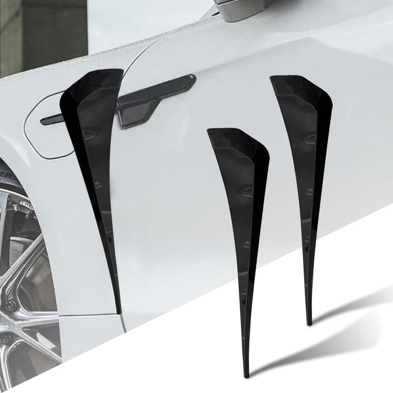 LHDOS 2PCS Car Fenders Side Vents Sticker, TPU Waterproof Car Spoiler Kit, Air Flow Intake Hole Grille Protection Cover, Universal Side Vents Decorative Accessories for Most Cars (Black) All usage compatible - Image 1