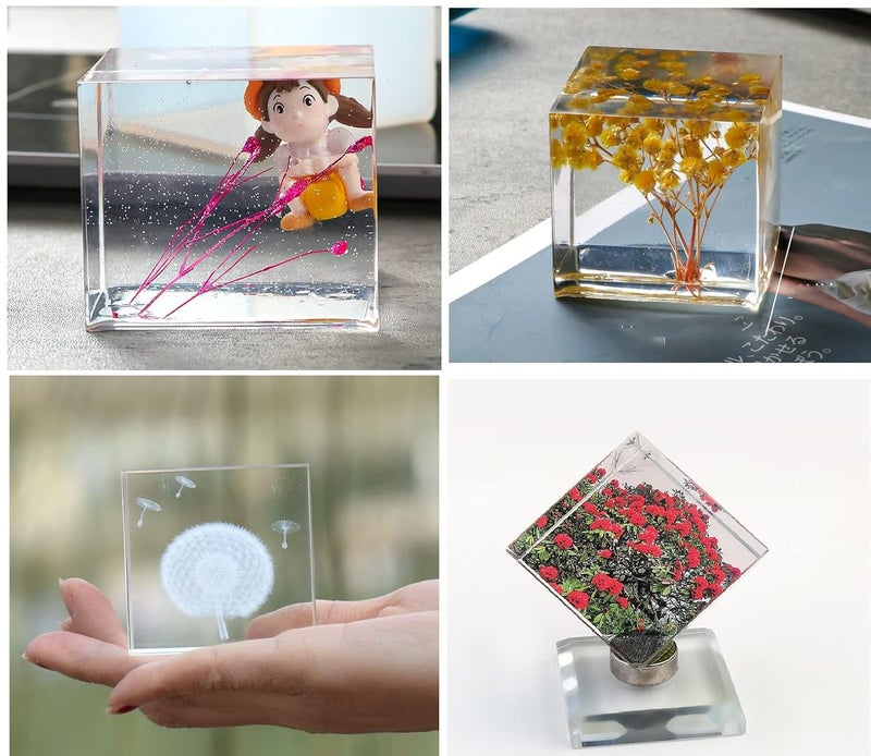 ModWgGuo 5 Pieces Cube Resin Mold (4", 2.6", 2", 1.4", 1") - Square Silicone Molds for Candle Soap Making, Jewelry Holder, Insect Specimen - 4 Inches - Image 5