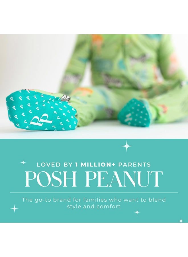 Posh Peanut Baby Rompers Pajamas - Newborn Sleepers Boy Clothes - Kids One Piece PJ - Soft Viscose from Bamboo (Safari Animals Footie Zippered, 0-3 Months) - Image 5