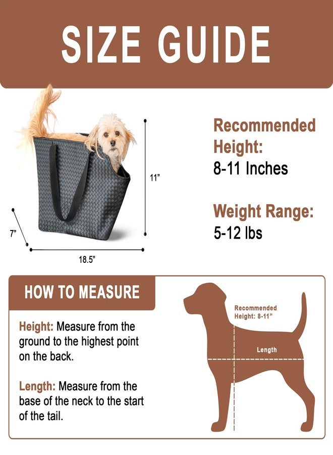 NoblePup Faux Leather Dog Carrier for Small Dogs, Water-Resistant Designer Dog Purse with Safety Harness, Fashion Pet Carrier for Dogs 5-15 lbs, Luxury Dog Shoulder Carrier, Woven Black - Image 2