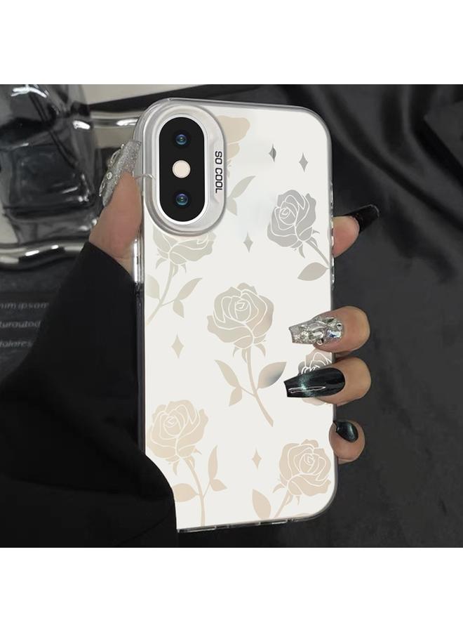 S-TOP Case For iPhone X / XS Silver Painting PC Hybrid TPU Phone Case - Image 1