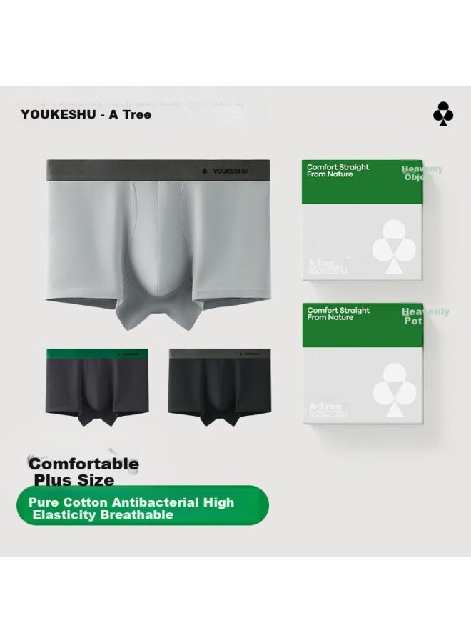 Youkeshu Men's Cotton Antibacterial Breathable High Elastic Comfortable Combed Cotton Boxer Briefs - Image 2