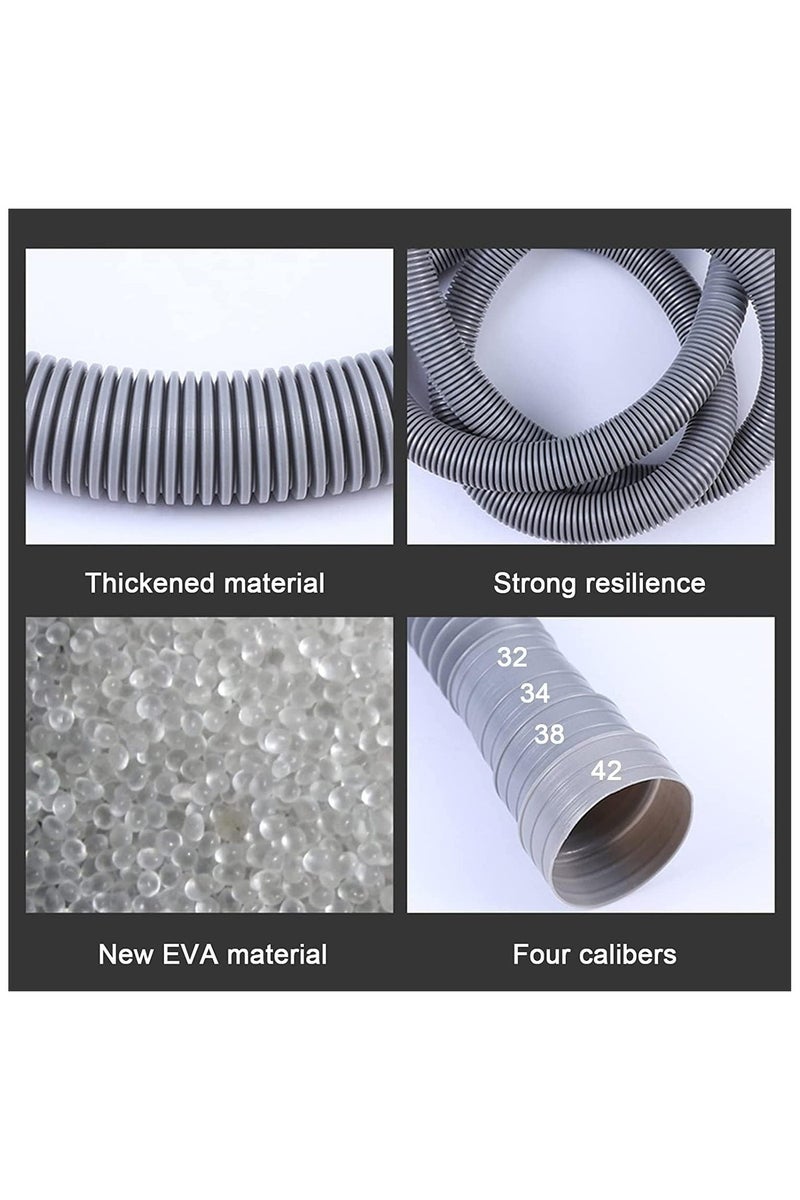 ETAVA High-Quality Washing Machine Outlet Hose 2.4M (Grey) with 2 Hose Clamps | Durable, Flexible & Leak-Proof Drain Pipe for Front & Top Load Washing Machines - Image 3