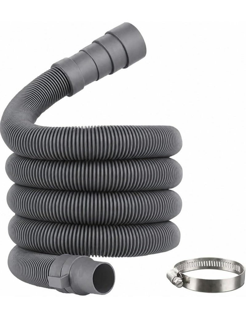 ETAVA High-Quality Washing Machine Outlet Hose 2.4M (Grey) with 2 Hose Clamps | Durable, Flexible & Leak-Proof Drain Pipe for Front & Top Load Washing Machines - Image 1