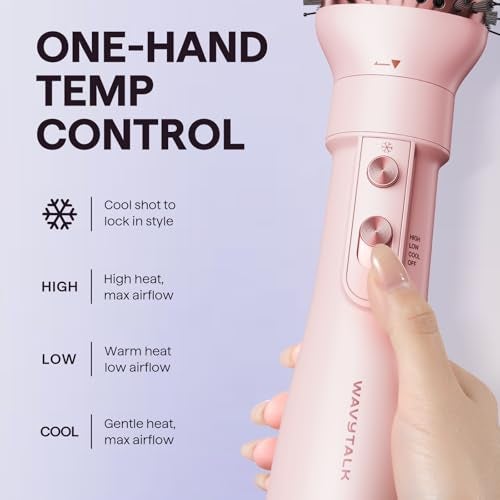 wavytalk Blow Dryer Brush Set, Wavytalk Air Sculpt 5-in-1 Hot Air Brush Set, Multi Hair Styler for Salon Blowouts, Smooth Curls, Volumizing and Straightening, Sleek and Less Frizz, Pink - Image 5