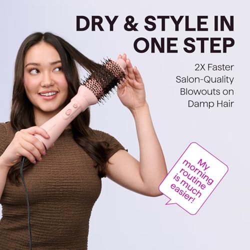 wavytalk Blow Dryer Brush Set, Wavytalk Air Sculpt 5-in-1 Hot Air Brush Set, Multi Hair Styler for Salon Blowouts, Smooth Curls, Volumizing and Straightening, Sleek and Less Frizz, Pink - Image 2