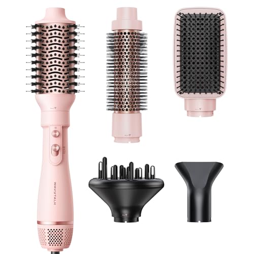 wavytalk Blow Dryer Brush Set, Wavytalk Air Sculpt 5-in-1 Hot Air Brush Set, Multi Hair Styler for Salon Blowouts, Smooth Curls, Volumizing and Straightening, Sleek and Less Frizz, Pink - Image 1