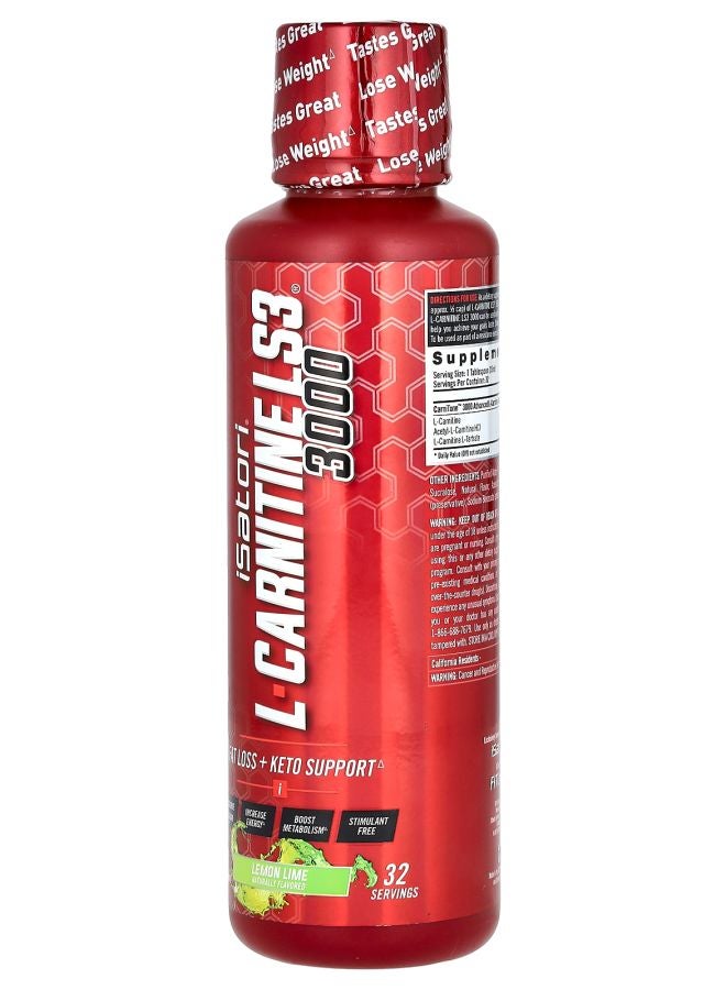 iSatori L-Carnitine LS3 3000 Lemon Lime 3000 mg 16 fl oz (480 ml) - Image 2