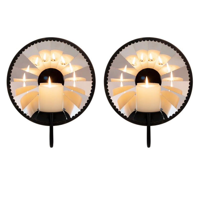 Woparty Candle Sconces,Wall Candle Holder Set of 2, Multi-Angle Light Reflection for Wall Decor Living Roomï¼ŒDining Room 11.8" H x 10.8" W x 4.9" D - Image 3