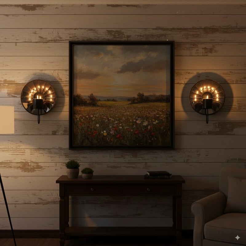 Woparty Candle Sconces,Wall Candle Holder Set of 2, Multi-Angle Light Reflection for Wall Decor Living Roomï¼ŒDining Room 11.8" H x 10.8" W x 4.9" D - Image 4
