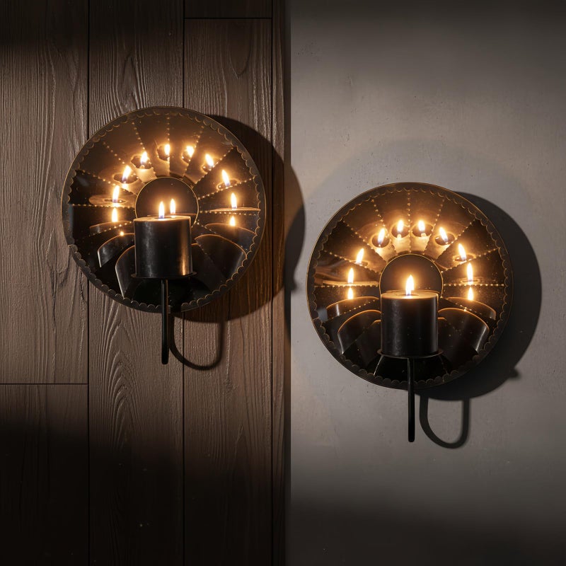 Woparty Candle Sconces,Wall Candle Holder Set of 2, Multi-Angle Light Reflection for Wall Decor Living Roomï¼ŒDining Room 11.8" H x 10.8" W x 4.9" D - Image 1