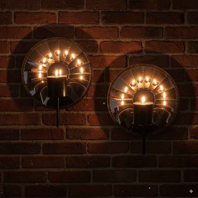 Woparty Candle Sconces,Wall Candle Holder Set of 2, Multi-Angle Light Reflection for Wall Decor Living Roomï¼ŒDining Room 11.8" H x 10.8" W x 4.9" D - Image 2