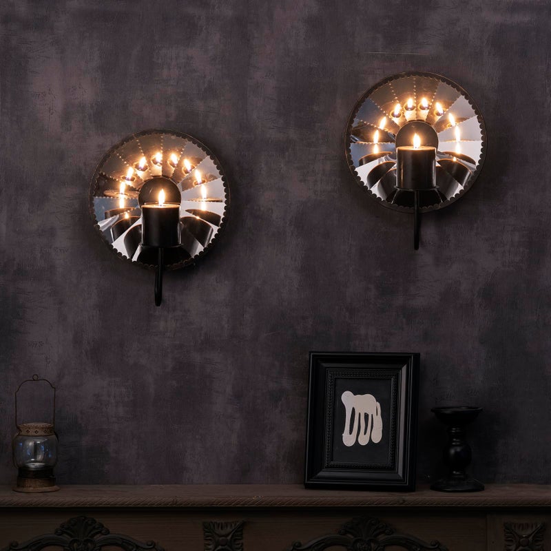 Woparty Candle Sconces,Wall Candle Holder Set of 2, Multi-Angle Light Reflection for Wall Decor Living Roomï¼ŒDining Room 11.8" H x 10.8" W x 4.9" D - Image 5