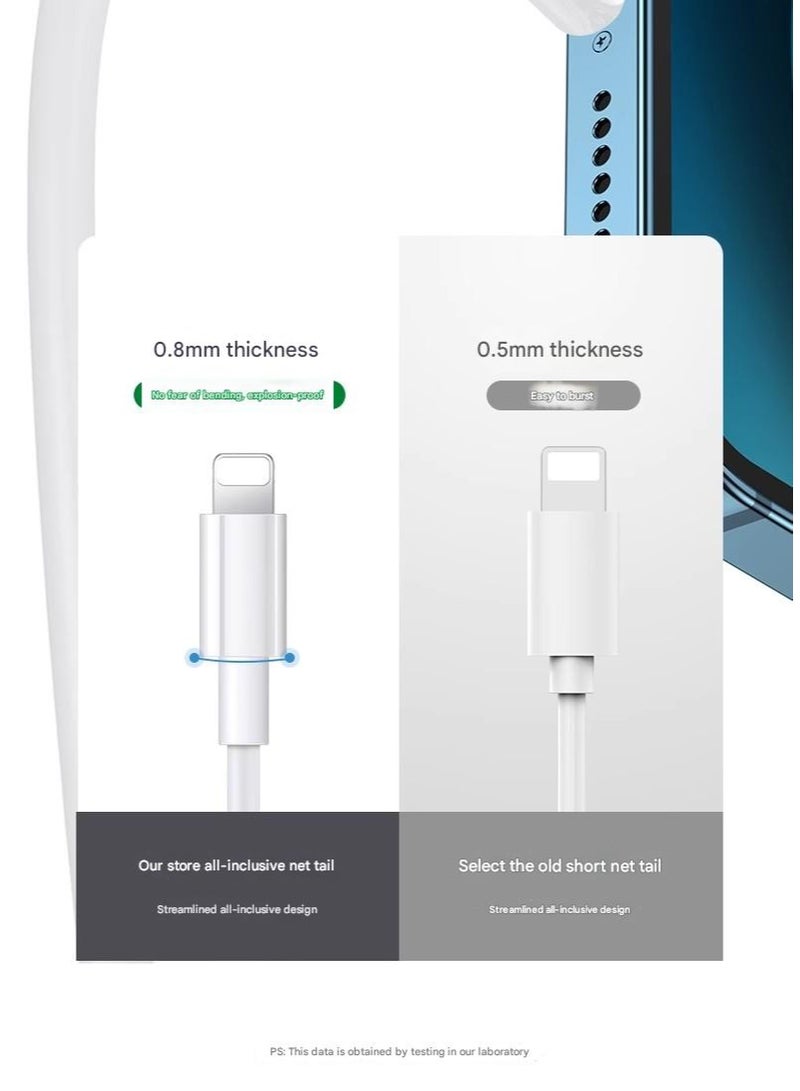 Charger Cable 60W, 1M, USB C to Lightning Cable Fast Charging Power Delivery PD  Cable for  14/14 Pro/14 Plus/14 Pro Max, iPad Pro, iPhone 8-13 All Series - White  - Image 5