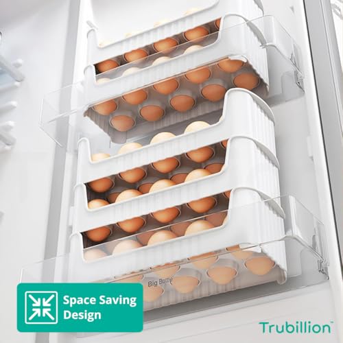 TRUBILLION EggNest Stackable Egg Tray Set of 3, 30 Egg Storage, 10 Slots Per Tray, Space-Saving Organizer for Fridge Side Door, Tabletop & Cabinet, BPA-Free, Durable, Detachable, Freezer Safe - Image 2