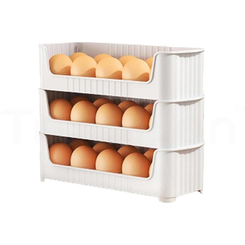 TRUBILLION EggNest Stackable Egg Tray Set of 3, 30 Egg Storage, 10 Slots Per Tray, Space-Saving Organizer for Fridge Side Door, Tabletop & Cabinet, BPA-Free, Durable, Detachable, Freezer Safe - Image 4