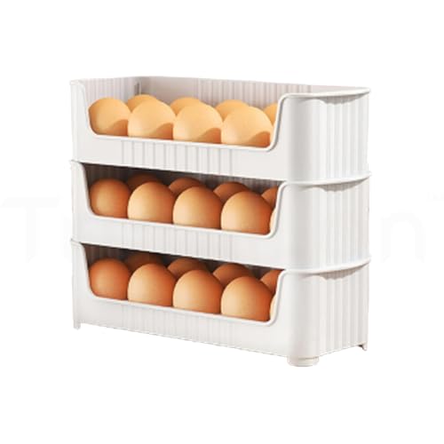 TRUBILLION EggNest Stackable Egg Tray Set of 3, 30 Egg Storage, 10 Slots Per Tray, Space-Saving Organizer for Fridge Side Door, Tabletop & Cabinet, BPA-Free, Durable, Detachable, Freezer Safe - Image 1
