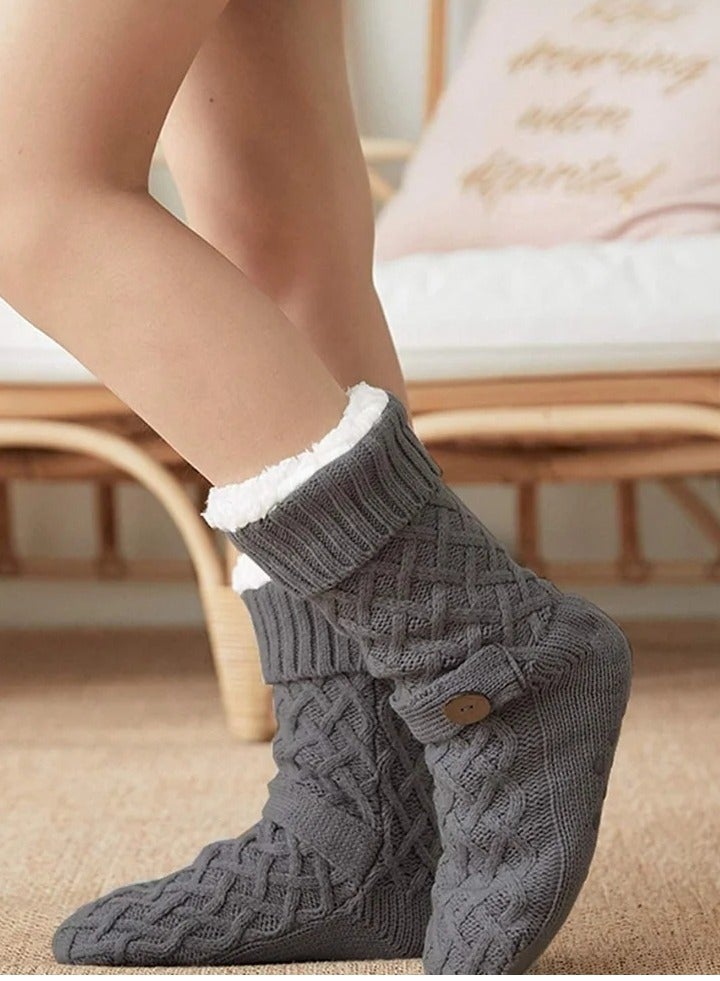 Slipper Socks Warm Fluffy Socks Super Soft Fuzzy Socks Winter Knit Socks Fleece Lined Home Socks for Men and Women, Slippers fluffy socks comfortable thick fleece winter warm plush stockings - Image 2