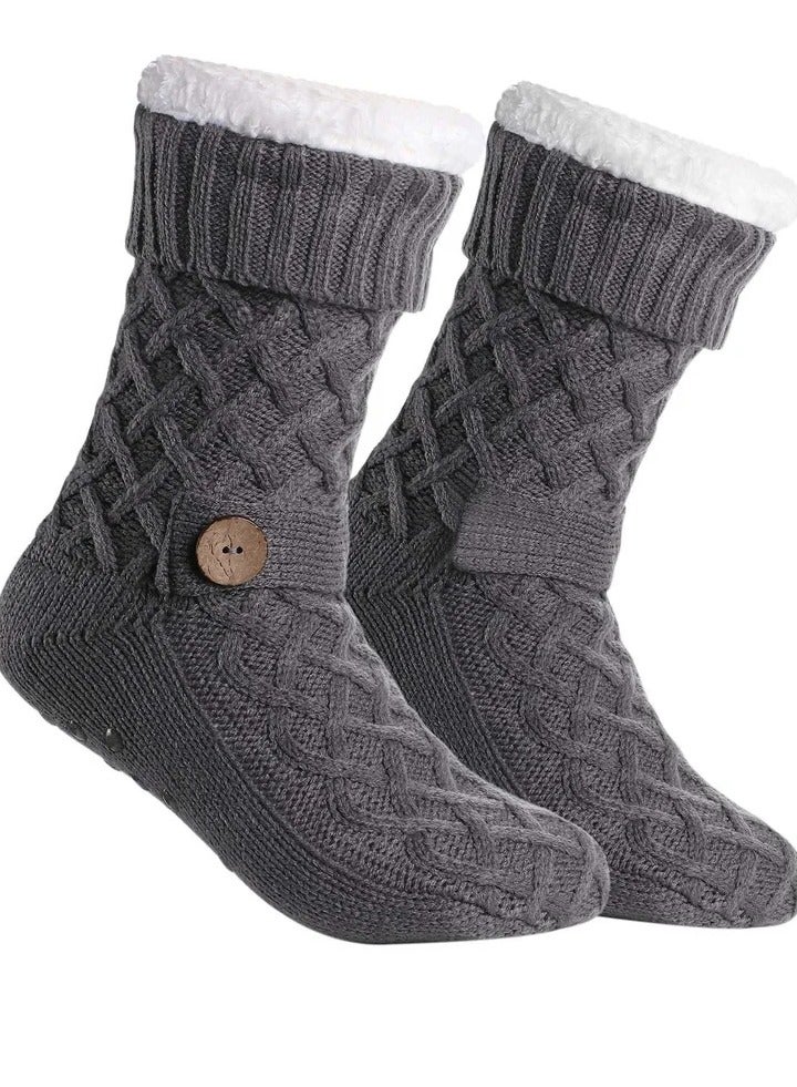 Slipper Socks Warm Fluffy Socks Super Soft Fuzzy Socks Winter Knit Socks Fleece Lined Home Socks for Men and Women, Slippers fluffy socks comfortable thick fleece winter warm plush stockings - Image 1
