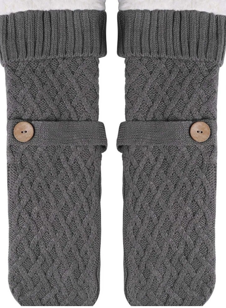 Slipper Socks Warm Fluffy Socks Super Soft Fuzzy Socks Winter Knit Socks Fleece Lined Home Socks for Men and Women, Slippers fluffy socks comfortable thick fleece winter warm plush stockings - Image 3