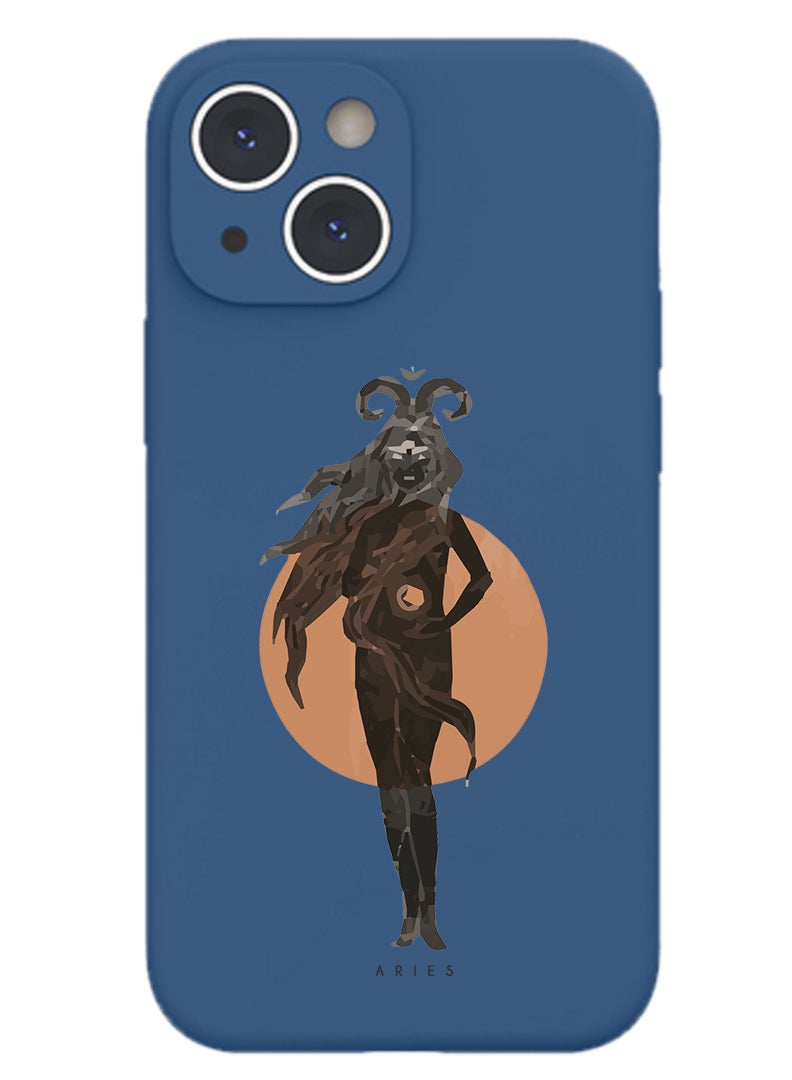 Theodor Protective Slim Fit Case Liquid Silicone Cover with Full Body Protection Anti-Scratch Shockproof Case For iPhone 13 Blue  - Army copy - Image 1