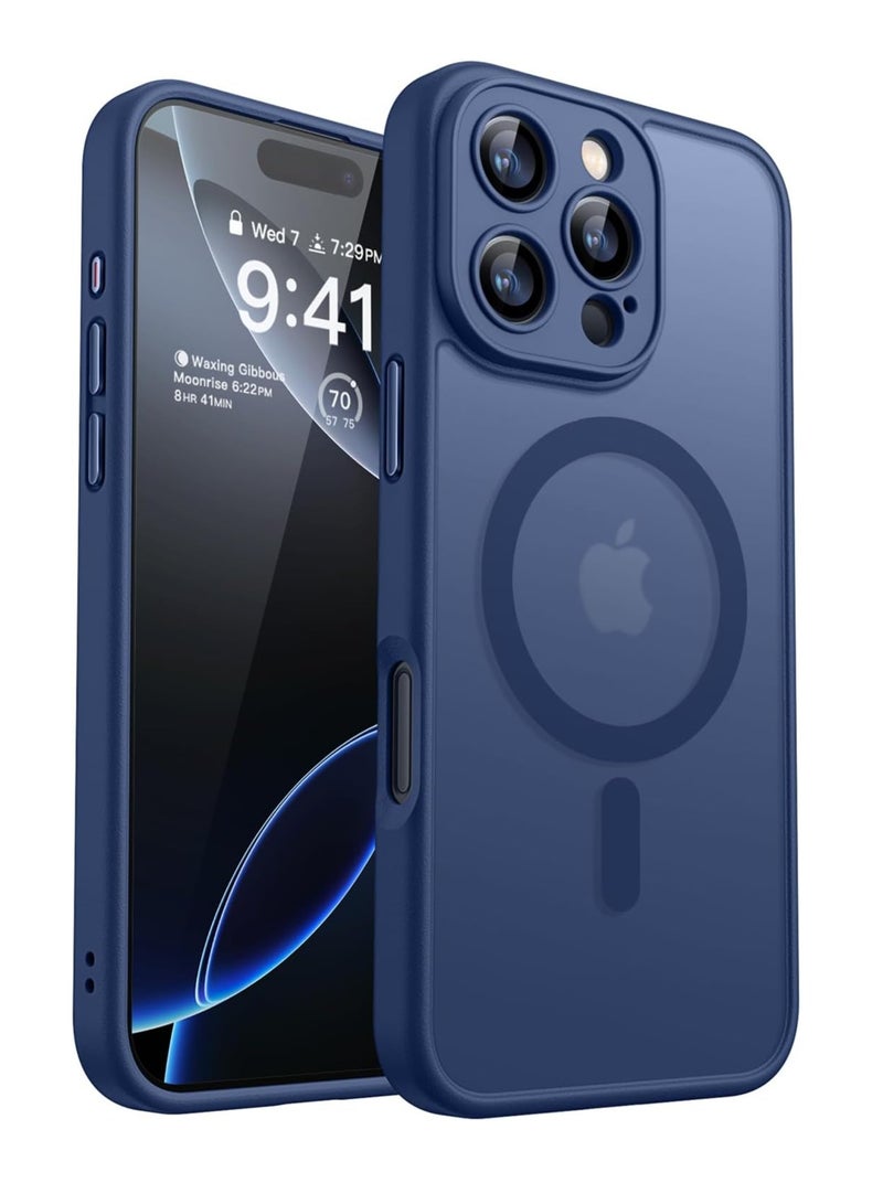 ثسؤشسث غطاء مغناطيسي لجهاز آيفون 16 برو ماكس 6.9 بوصة، متوافق مع MagSafe، حماية كاملة للكاميرا، غطاء حماية غير لامع شفاف غير لامع مقاوم للصدمات، أزرق - Image 1