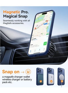 ESCASE Magnetic Cover for iPhone 16 Max Pro 6.9 Inch, MagSafe Compatible, Full Camera Protection, Translucent Matte Slim Protective Shockproof Case, Blue  - Image 4