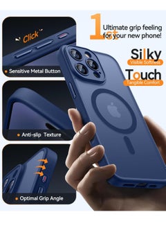 ESCASE Magnetic Cover for iPhone 16 Max Pro 6.9 Inch, MagSafe Compatible, Full Camera Protection, Translucent Matte Slim Protective Shockproof Case, Blue  - Image 5
