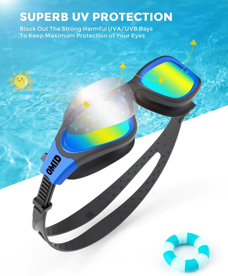 OMID Kids Swim Goggles, P2mini Polarized Swimming Goggles Comfortable for Age 6-14 - Image 5