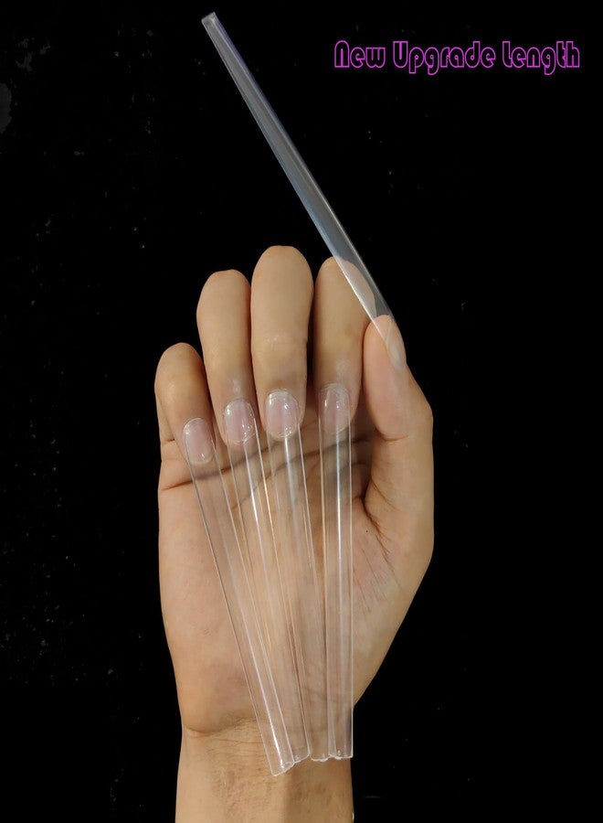 HWHUNO 5XL Extra Long Tapered Square Full Cover Nail Tips No Curved,3.9" Straight Salon Home DIY Professional,240Pcs(12Size) - Image 2