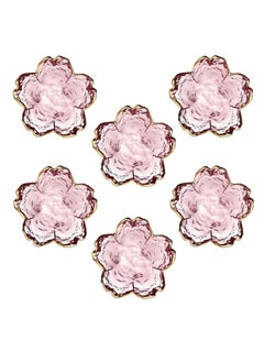 Y&D Pink Cherry Blossom Shaped Dip Bowls，Dessert Bowls, Mini Crystal Bowl, Small Glass Dipping Soy Sauce Dish,Snack Dish,Serving Dishes, Set of 6  - Image 1