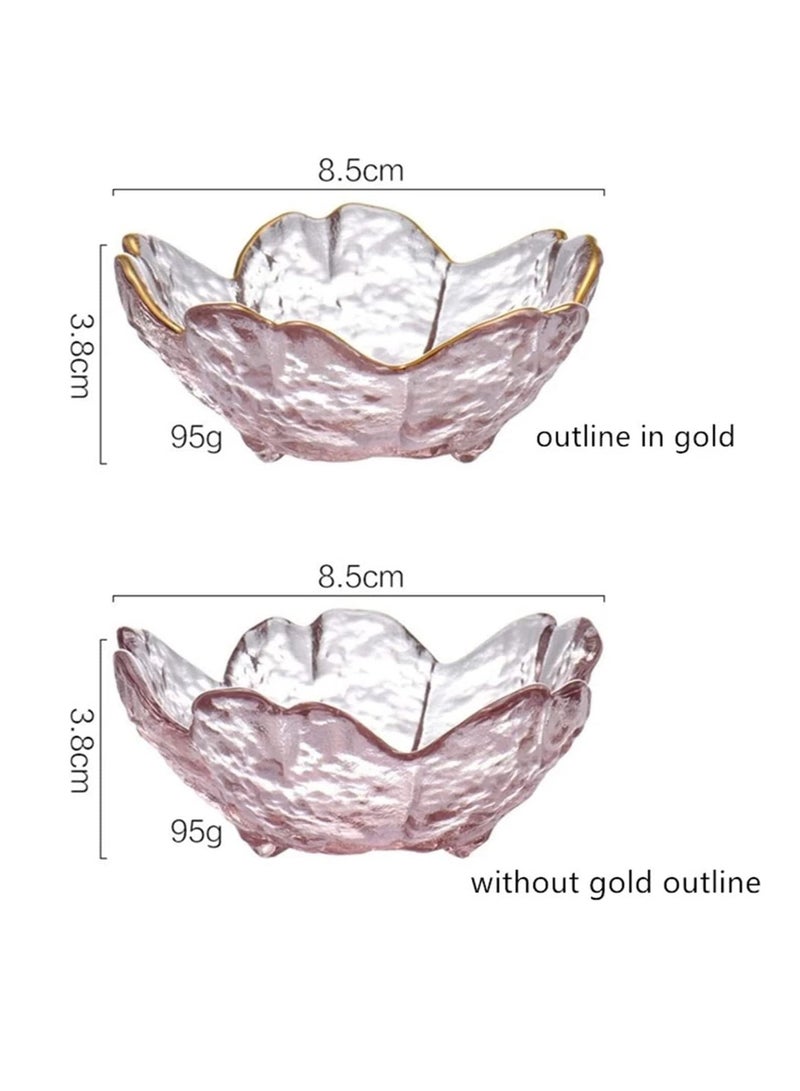 Y&D Pink Cherry Blossom Shaped Dip Bowls，Dessert Bowls, Mini Crystal Bowl, Small Glass Dipping Soy Sauce Dish,Snack Dish,Serving Dishes, Set of 6 - Image 4