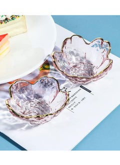 Y&D Pink Cherry Blossom Shaped Dip Bowls，Dessert Bowls, Mini Crystal Bowl, Small Glass Dipping Soy Sauce Dish,Snack Dish,Serving Dishes, Set of 6  - Image 2