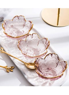 Y&D Pink Cherry Blossom Shaped Dip Bowls，Dessert Bowls, Mini Crystal Bowl, Small Glass Dipping Soy Sauce Dish,Snack Dish,Serving Dishes, Set of 6  - Image 3