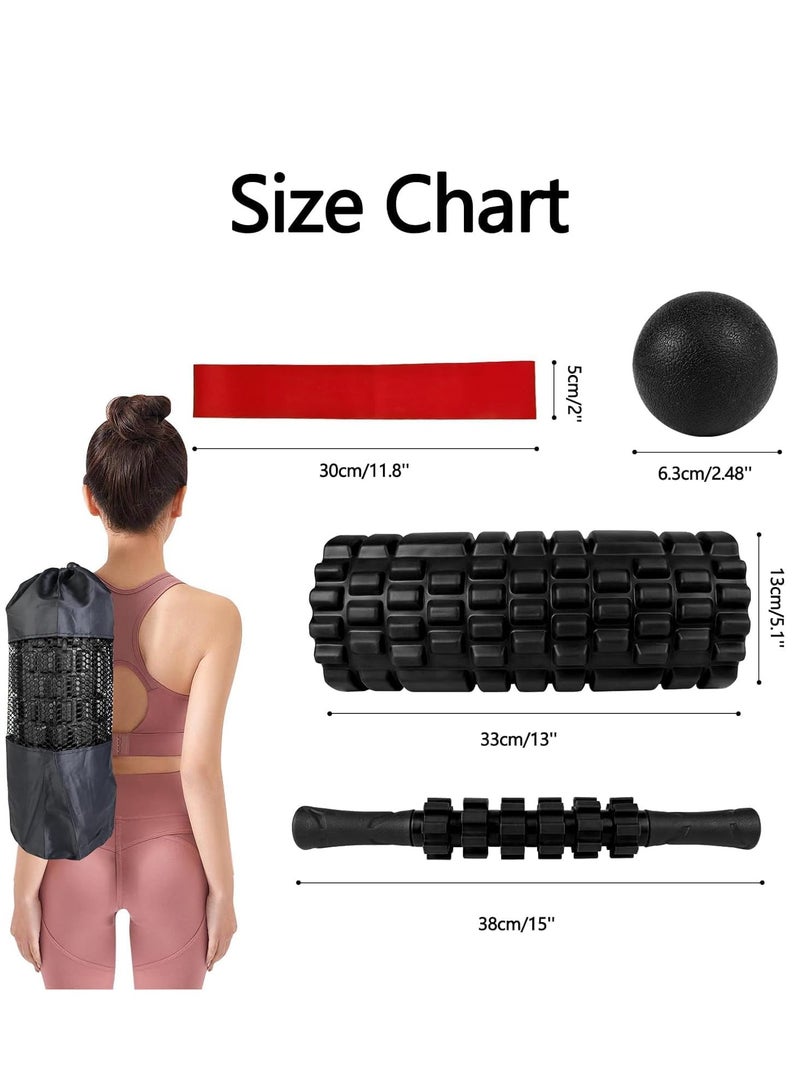 Generic Foam Roller for Yoga, 5-in-1 Fascia Roller Set, Muscle Roller, Fascia Roller, Fascia Ball, Resistance Bands and Storage Bag for Fascia Training, Yoga, Sports, Fitness, Pilates - Image 2