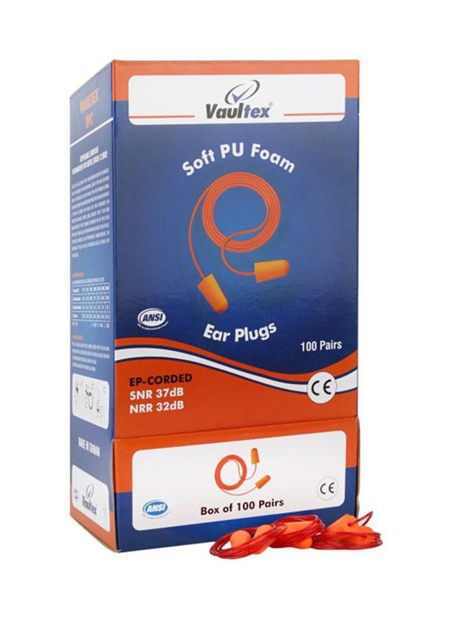 Vaultex 100-Piece Foam Ear Plug Set Orange/Red Free Size - Image 1