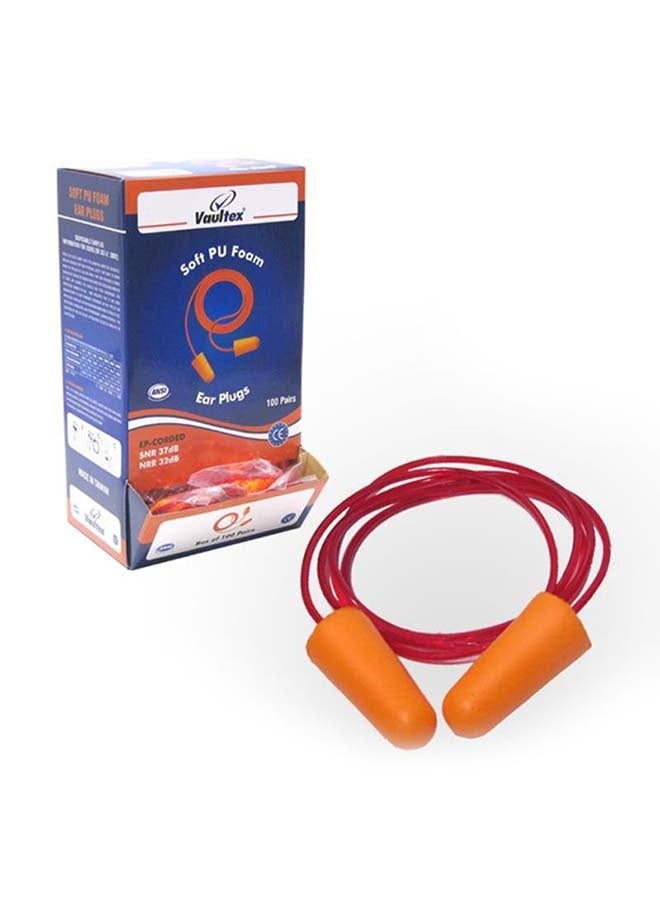 Vaultex 100-Piece Foam Ear Plug Set Orange/Red Free Size - Image 2