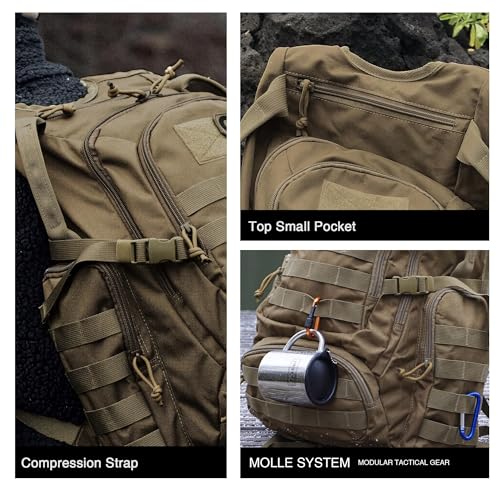 Mardingtop 25L Tactical Backpacks Molle Hiking daypacks for Camping Hiking Military Traveling Motorcycle Khaki - Image 5
