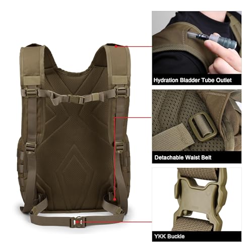 Mardingtop 25L Tactical Backpacks Molle Hiking daypacks for Camping Hiking Military Traveling Motorcycle Khaki - Image 4