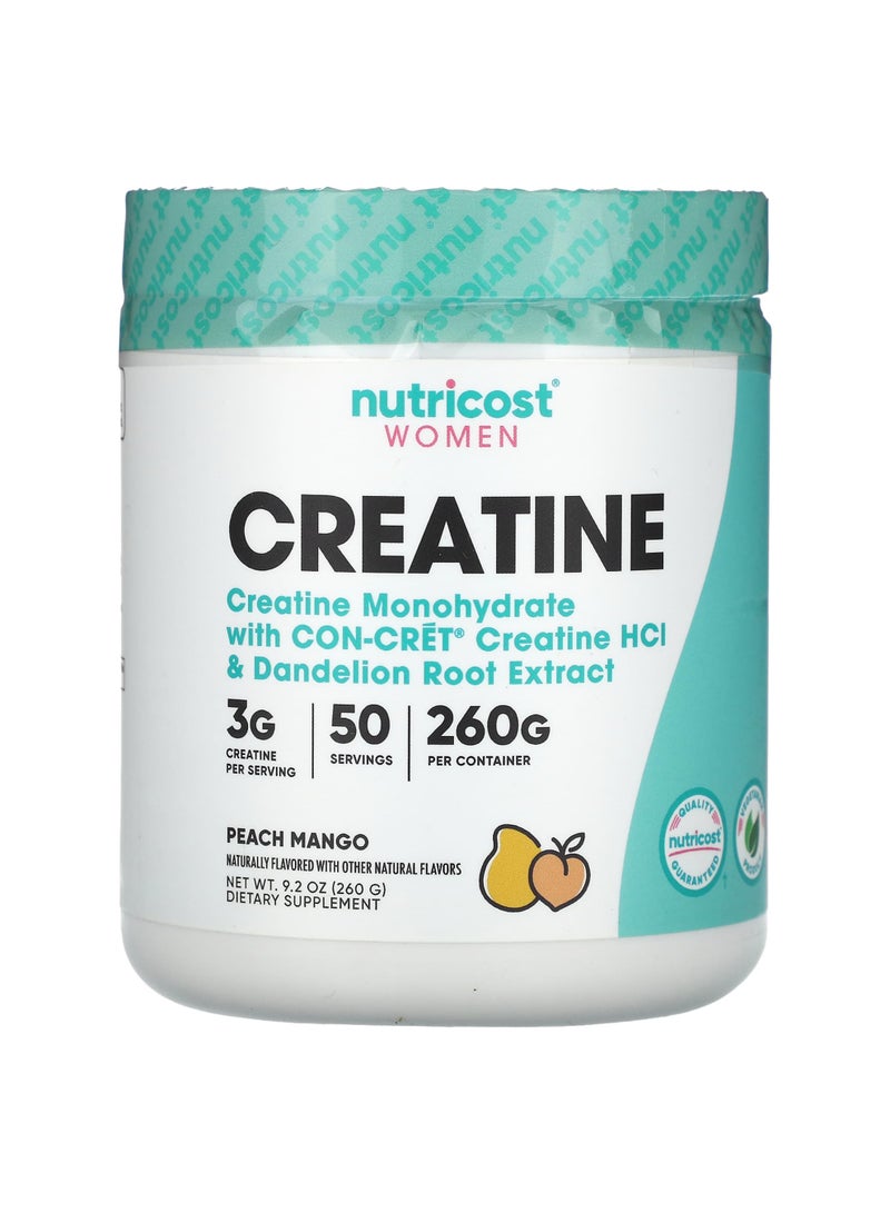 Nutricost Women, Creatine, Peach Mango, 9.2 oz (260 g)