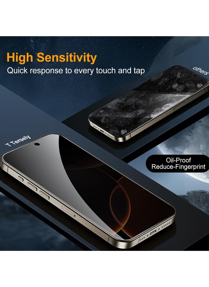 YoYoTech Privacy Screen protector Compatible for  iPhone 16 Pro 6.30' 2024 [Bubble Free][Anti-Glare][HD Full Coverage] [Scratch Resistant] Easy Installation Privacy Tempered Glass Screen Protector.  - Image 4