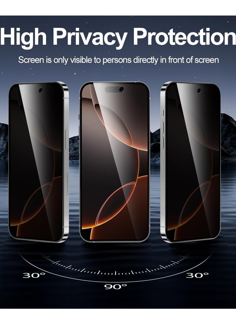 YoYoTech Privacy Screen protector Compatible for  iPhone 16 Pro 6.30' 2024 [Bubble Free][Anti-Glare][HD Full Coverage] [Scratch Resistant] Easy Installation Privacy Tempered Glass Screen Protector.  - Image 2